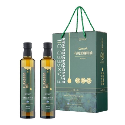 【现货直供】压榨有机亚麻籽油500mL*2瓶礼盒 团购批发一件代发图5