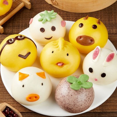 卡通包子批发儿童早餐辅食馒头小猪豆沙包馒头奶黄包半成品速冻图1