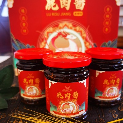 辣酱鹿味世家香辣味鹿肉酱下饭菜调味箱装辣椒拌饭拌面鲜香鹿肉酱图3