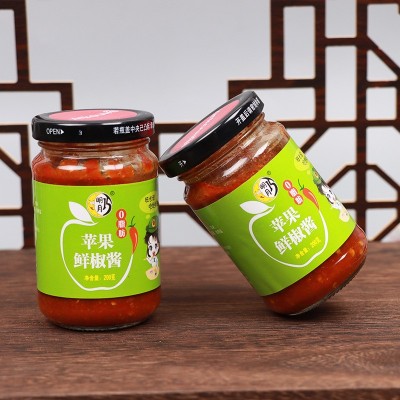 厂家批发苹果鲜椒酱辣椒酱拌饭拌面调味酱开瓶即食200克一件代发图4