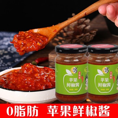 厂家批发苹果鲜椒酱辣椒酱拌饭拌面调味酱开瓶即食200克一件代发图2