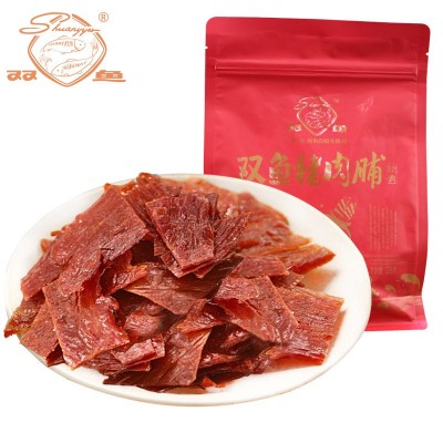 靖江特产食品猪肉铺老字号原味双鱼牌经典大袋猪肉脯干自然片308g图2