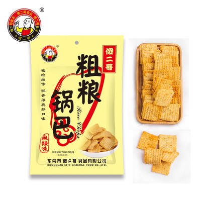 傻二哥粗粮锅巴100g/包 麻辣/香葱/番茄味米锅巴休闲食品厂家图3
