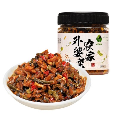 [田野故事]农家下饭菜湖南外婆菜特产咸菜拌面香辣罐装正宗土特产图3