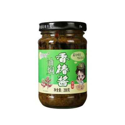 明月巧油焖香椿酱香椿芽咸菜拌饭辣椒酱香辣调味酱火锅一件代发图4
