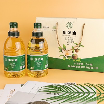 山茶初榨纯正茶籽油1L升两瓶装物理压榨一级食用油团购礼盒批发图2