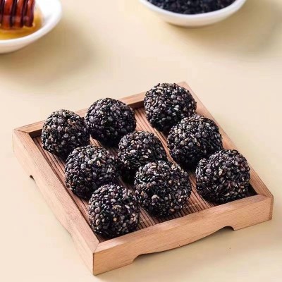 黑芝麻丸九蒸九晒芝麻球批发500g 养生丸零食独立结婚喜糖芝麻团图2