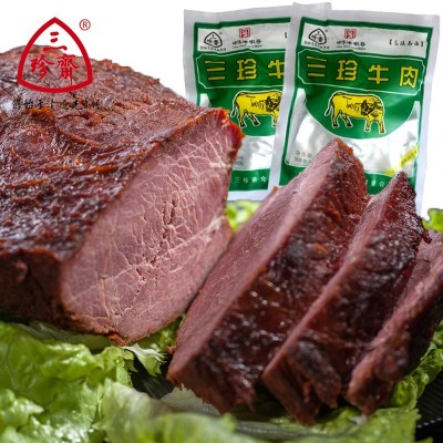 三珍斋牛肉批发100g厂家直销牛肉零食真空酱牛肉即食冷吃卤味熟食图1