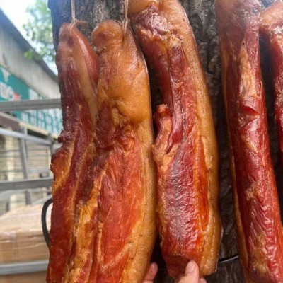 四川特产川味腊肉腊肠批发农家柴火烟熏二刀腊肉跑江湖地摊黑腊肉图3