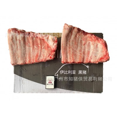港口直销10KG起售冷冻伊比利亚黑猪肋排少肉原包装黑毛猪排骨肋排图5