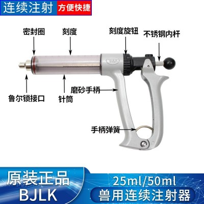 兽用连续注射器兽用可调半自动疫苗注射注器猪牛羊25/50毫升大容图2
