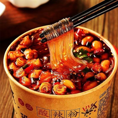 网红大吃咖锅蜀叔嗨吃家酸辣粉大桶装米线粉丝冲泡速食零图3