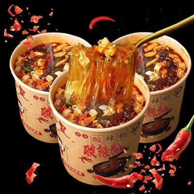 网红大吃咖锅蜀叔嗨吃家酸辣粉大桶装米线粉丝冲泡速食零图4
