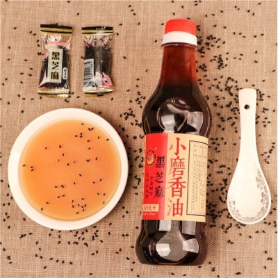 小磨香油黑芝麻油525ml河南农家自榨黑芝麻香油凉拌菜小瓶油家用图2
