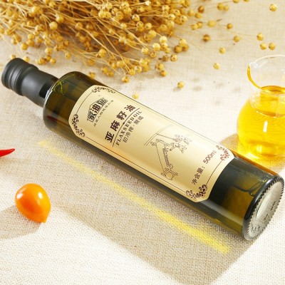 家油站500ML冷榨亚麻籽油 亚麻油 食用油 胡麻油 月子油 厂家批发图2