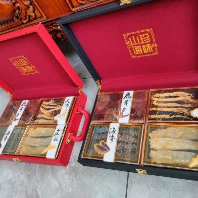 厂家批发大连海参鲍鱼礼盒年货节淡干海参双四拼礼盒长辈滋补送礼图3