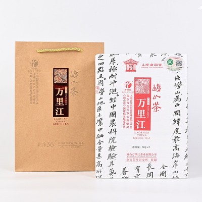 2024新崂山绿茶叶高山云雾春季绿茶耐泡豆香浓100g装青岛特产送礼图2
