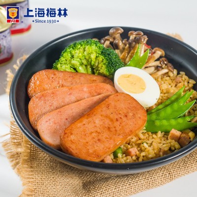 上海梅林午餐肉罐头340g/198g火腿肉即食熟食火锅泡面早餐食材图3