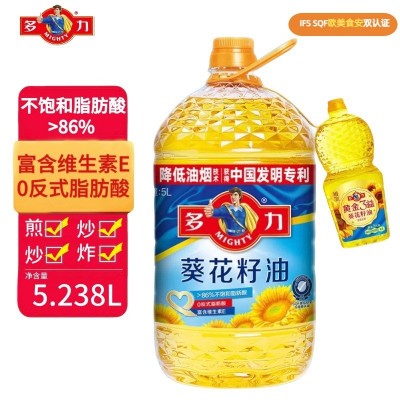 【多力严选】经典葵花籽油5.238L 大桶家用食用油 低油烟营养丰富