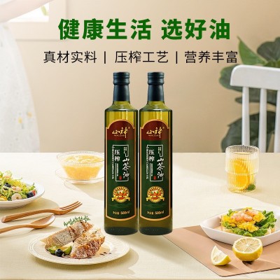 厂家批发压榨一级山茶油500ml*2礼盒装1箱6盒野生山茶籽油一件代图3
