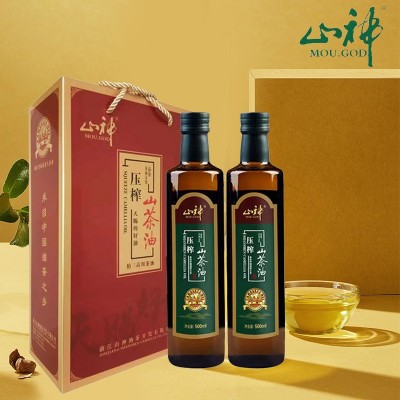 厂家批发压榨一级山茶油500ml*2礼盒装1箱6盒野生山茶籽油一件代图5