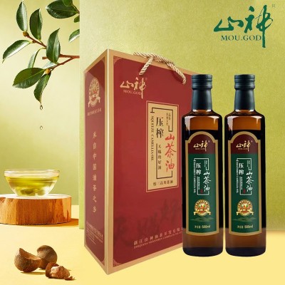 厂家批发压榨一级山茶油500ml*2礼盒装1箱6盒野生山茶籽油一件代图4