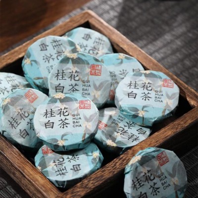 福鼎老白茶玫瑰菊花茉莉桂花小沱茶小茶饼金币纽扣散装500g批发图4