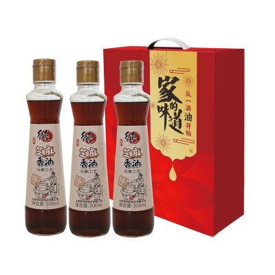 源头厂家批发芝麻香油瓶装300ml浓香压榨石磨工艺家用商用食用油