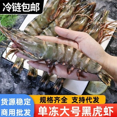 黑虎虾大号老虎虾对虾基围虾海虾无冰竹斑九节虾商用批发鲜冻锁鲜